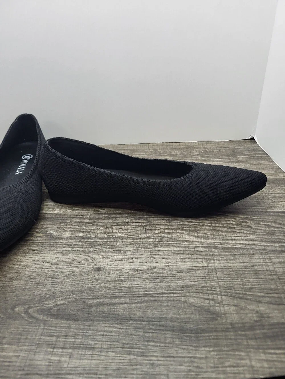 VIVAIA Aria Black Knit Slip on Washable Pointed Toe Ballet Flats EU 42 US 10.5
